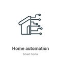 Home automation outline vector icon. Thin line black home automation icon, flat vector simple element illustration from editable Royalty Free Stock Photo