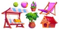 Home backyard garden furniture and elements. Royalty Free Stock Photo