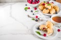 Home baked croissants with raspberries, and blueberries Royalty Free Stock Photo