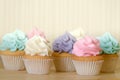 Home Baked Cupcakes With  Icing in Pastel Spring Colors Royalty Free Stock Photo