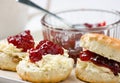 Home baked scones with strawberry jam and clotted