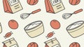 Home Baking Ingredients & Tools Seamless Pattern, vector design Generative AI Royalty Free Stock Photo