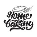 Home Baking logo in lettering style with bread and cereals. Vector illustration Royalty Free Stock Photo