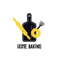 Home baking, Vector illustration of donuts and kitchen utensils.