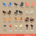 Home bar chair seat armchair flat vector isometric furniture