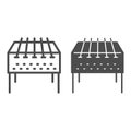 Home barbecue brazier line and solid icon, bbq concept, grill sign on white background, Outdoor barbecue icon in outline Royalty Free Stock Photo