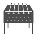 Home barbecue brazier solid icon, bbq concept, grill sign on white background, Outdoor barbecue icon in glyph style for Royalty Free Stock Photo