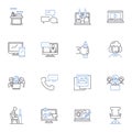 Home-based work line icons collection. Remote, Virtual, Telecommute, Freelance, Online, Digital, Telework vector and