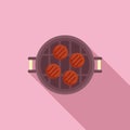 Home bbq icon flat vector. Meat food