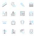 Home beautification linear icons set. Decor, Style, Comfort, Elegance, Chic, Sophisticated, Warmth line vector and