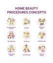 Home beauty procedures concept icons set