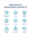 Home beauty procedures concept icons set
