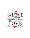 Our love build this home, vector. Scandinavian minimalist poster design. Wording design isolated on white background Royalty Free Stock Photo