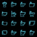 Home bidet icons set vector neon