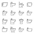 Home bidet icons set, outline style