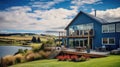 home blue farmhouse building Royalty Free Stock Photo