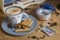 Home brewed coffee with cinnamon sticks. Royalty Free Stock Photo