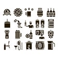 Home Brewing Beer Glyph Set Vector Royalty Free Stock Photo