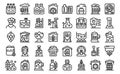 Home brewing icons set outline vector. Craft brewery drink