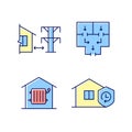 Home building regulation RGB color icons set