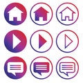 Home, video and chat button vector, website isolated icons Royalty Free Stock Photo