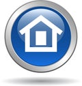 Home button web icon blue Royalty Free Stock Photo