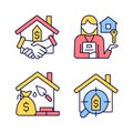 Home buying process RGB color icons set Royalty Free Stock Photo