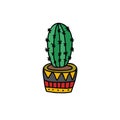 Home cactus doodle icon