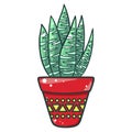 Home cactus icon, beautiful decorative green houseplant