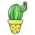 Home cactus icon, houseplant for decorative interior design