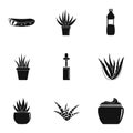 Home cactus icons set, simple style Royalty Free Stock Photo