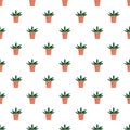 Home cactus pot pattern seamless vector Royalty Free Stock Photo