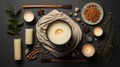 home candle flat lay