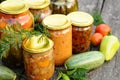 Home canning, canned vegetables Royalty Free Stock Photo