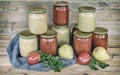 Home canning: pear puree, and tomato juice