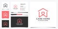 Home care logo design template with creative love concept and business card. Logo design inspiration, illustration Premium Vector Royalty Free Stock Photo