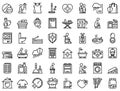 Home care services icons set outline vector. Old senior