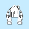 Home, care sticker icon. Simple thin line, outline vector of real estate icons for ui and ux, website or mobile application Royalty Free Stock Photo
