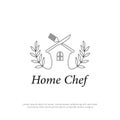 Home Chef logo design with rustic style, cooking in home vector set inspiration