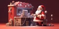 home laptop house happy character christmas communication santa family holiday. Generative AI.