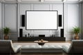 Home cinema chic Mini theater setup on white plaster wall