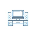 Home cinema line icon concept. Home cinema flat  vector symbol, sign, outline illustration. Royalty Free Stock Photo