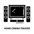 home cinema theater icon, black vector sign with editable strokes, concept illustration Royalty Free Stock Photo