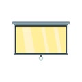 Home cinema white banner icon, flat style