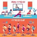 Home Class Fitness Banners Set Royalty Free Stock Photo
