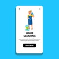 Home Cleaning Occupation Woman With Mop Vector Royalty Free Stock Photo