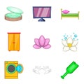 Home cleaning service icon set, cartoon style Royalty Free Stock Photo