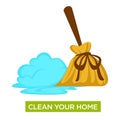 Home cleaning sweeping floor, healthcare and medicine, disease prevention