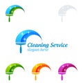 Home Cleaning Vector Logo Design, Eco Friendly with shiny spray Concept isolated on white Background Royalty Free Stock Photo