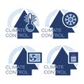 Home climate control system. Vector icon set. Warming, heating unit, air conditioners system. Royalty Free Stock Photo